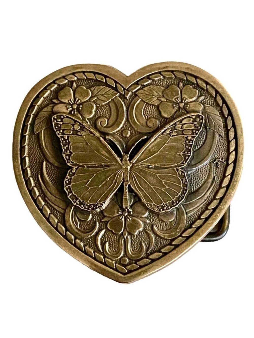 NEW VNTG Award Designs First Edition Numbered Brass Heart Butterfly Belt Buckle